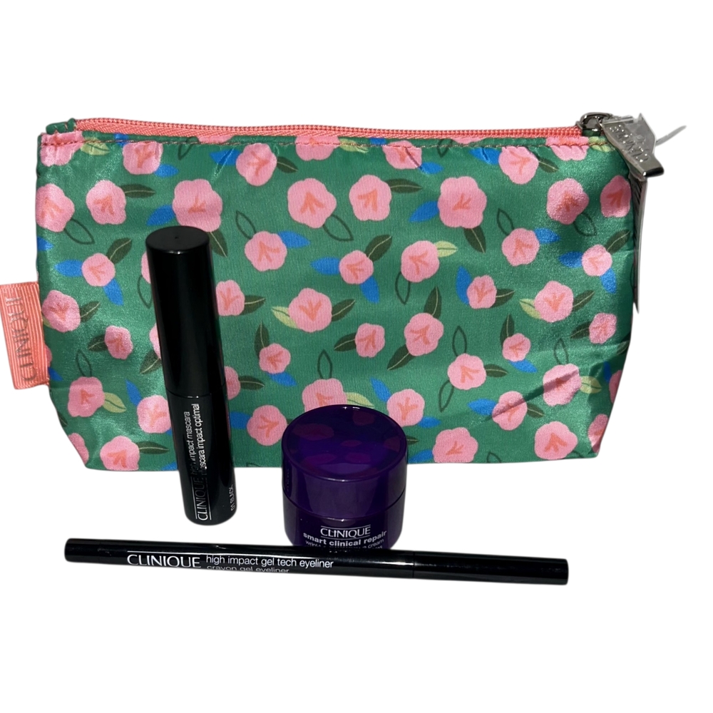 Clinique Floral Cosmetic Bag 3 Piece Makeup & Skincare Set - Picture 2 of 5